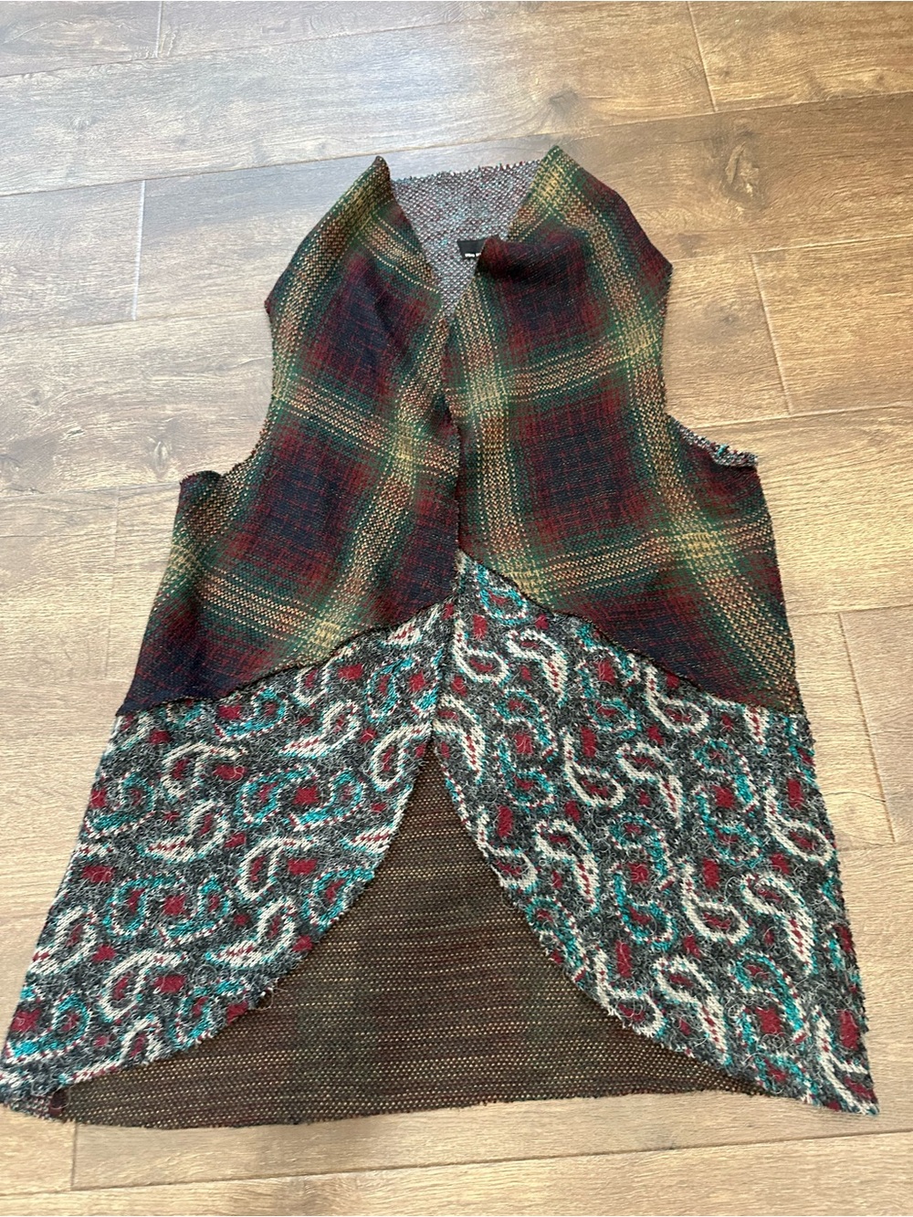 Urban Renewal Multicolor Plaid & Patterned Vintage Open Vest
